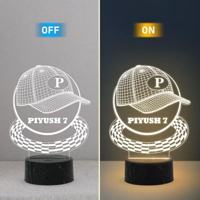 3D Illusion Baseball Cap Night Lamp with Warm White Light Customized with Name Birthday Gift for Baseball Player, Lovers Gift for Sport Lover