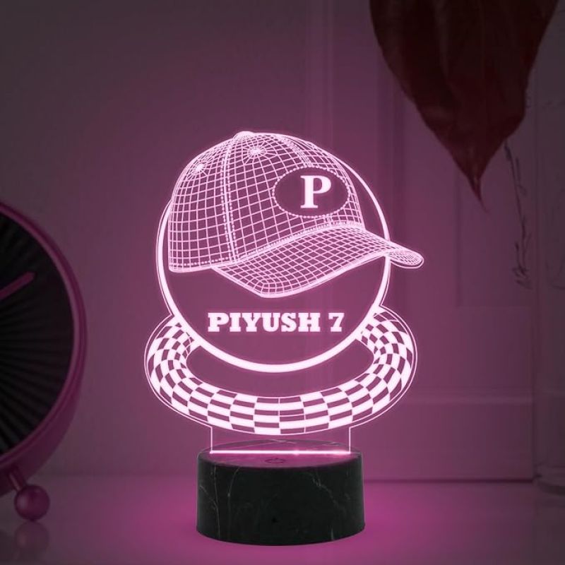 3D Illusion Baseball Cap Night Lamp with Multicolored Light Customized with Name Birthday Gift for Baseball Player, Lovers Gift for Sport Lover