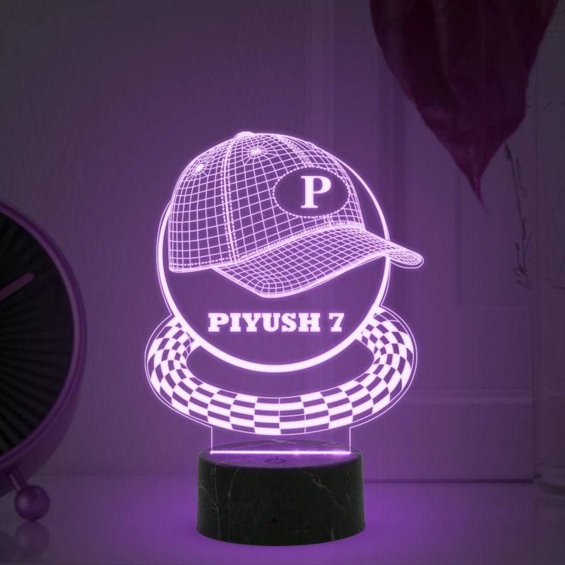 3D Illusion Baseball Cap Night Lamp with Multicolored Light Customized with Name Birthday Gift for Baseball Player, Lovers Gift for Sport Lover
