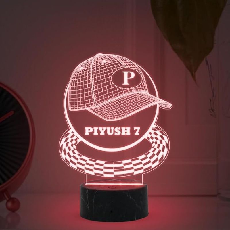 3D Illusion Baseball Cap Night Lamp with Multicolored Light Customized with Name Birthday Gift for Baseball Player, Lovers Gift for Sport Lover
