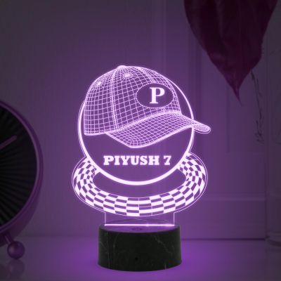 3D Illusion Baseball Cap Night Lamp with Multicolored Light Customized with Name Birthday Gift for Baseball Player, Lovers Gift for Sport Lover