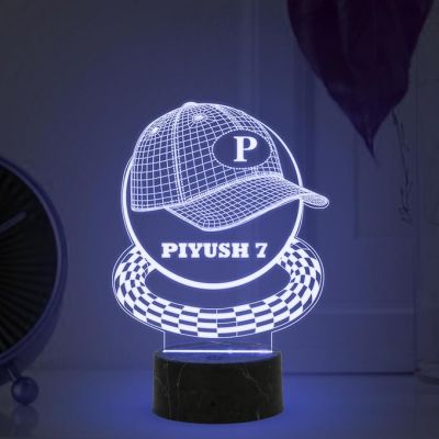 3D Illusion Baseball Cap Night Lamp with Multicolored Light Customized with Name Birthday Gift for Baseball Player, Lovers Gift for Sport Lover