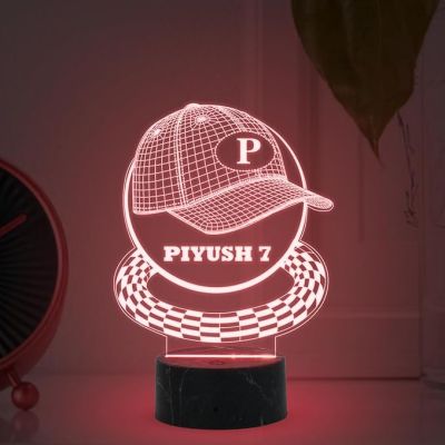 3D Illusion Baseball Cap Night Lamp with Multicolored Light Customized with Name Birthday Gift for Baseball Player, Lovers Gift for Sport Lover