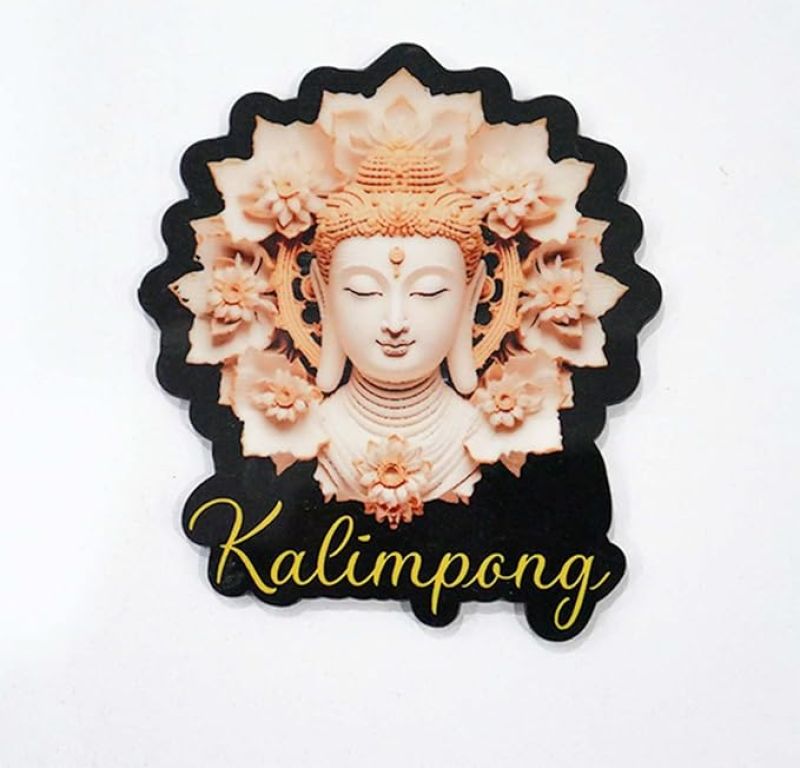 Kalimpong 1 Buddha Wooden Fridge Magnet Refrigerator Whiteboard, Kitchen, and Office Decor Indian Souvenir Fridge Magnet