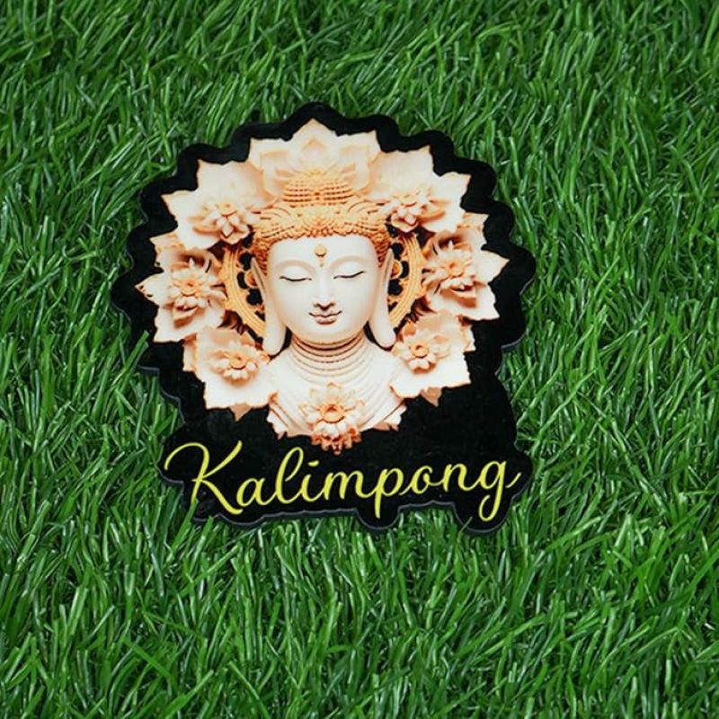 Kalimpong 1 Buddha Wooden Fridge Magnet Refrigerator Whiteboard, Kitchen, and Office Decor Indian Souvenir Fridge Magnet