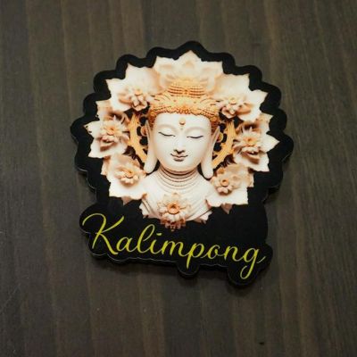 Kalimpong 1 Buddha Wooden Fridge Magnet Refrigerator Whiteboard, Kitchen, and Office Decor Indian Souvenir Fridge Magnet