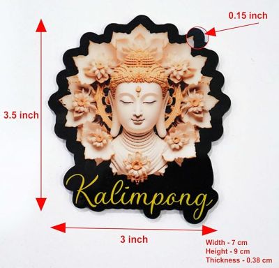 Kalimpong 1 Buddha Wooden Fridge Magnet Refrigerator Whiteboard, Kitchen, and Office Decor Indian Souvenir Fridge Magnet