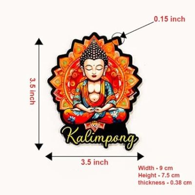 kalimpong 2 Buddha Wooden Fridge Magnet Refrigerator Whiteboard, Kitchen, and Office Decor Indian Souvenir Fridge Magnet