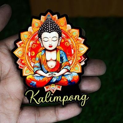 kalimpong 2 Buddha Wooden Fridge Magnet Refrigerator Whiteboard, Kitchen, and Office Decor Indian Souvenir Fridge Magnet