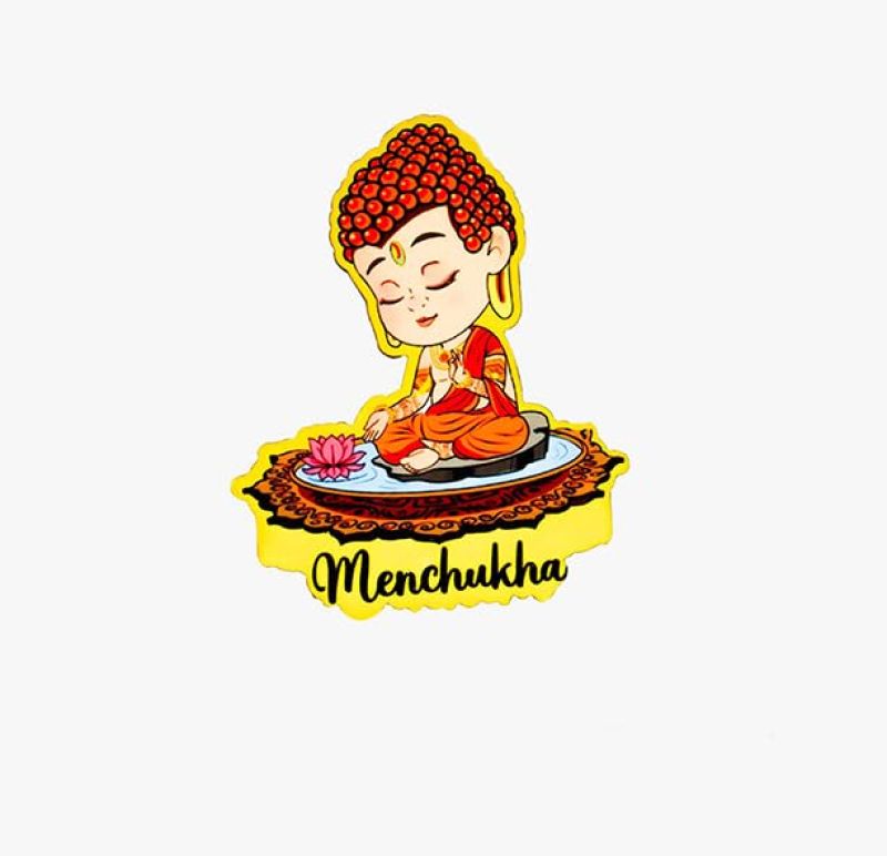 Menchukha Buddha Wooden Fridge Magnet Refrigerator Whiteboard, Kitchen, and Office Decor Indian Souvenir Fridge Magnet