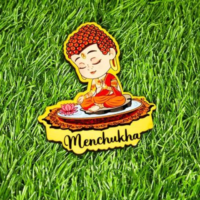 Menchukha Buddha Wooden Fridge Magnet Refrigerator Whiteboard, Kitchen, and Office Decor Indian Souvenir Fridge Magnet
