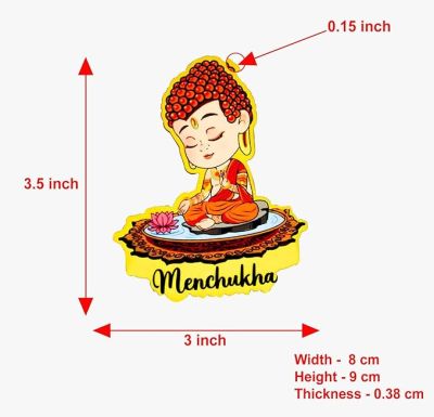 Menchukha Buddha Wooden Fridge Magnet Refrigerator Whiteboard, Kitchen, and Office Decor Indian Souvenir Fridge Magnet