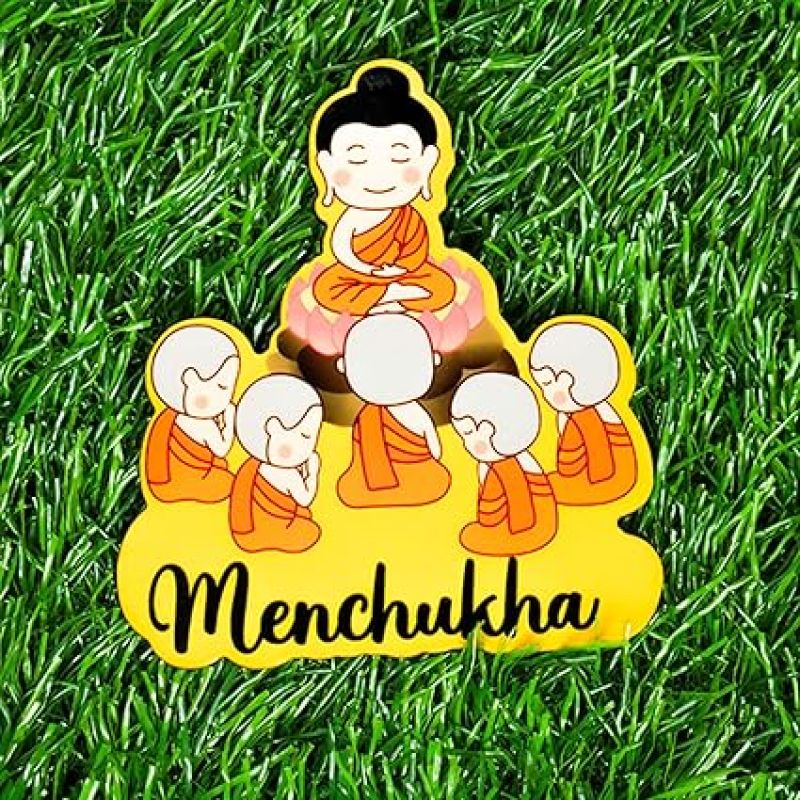 Menchukha Buddha Wooden Fridge Magnet Refrigerator Whiteboard, Kitchen, and Office Decor Indian Souvenir Fridge Magnet