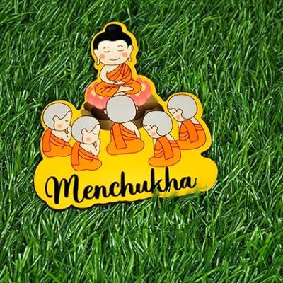 Menchukha Buddha Wooden Fridge Magnet Refrigerator Whiteboard, Kitchen, and Office Decor Indian Souvenir Fridge Magnet