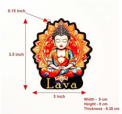 Lava 1 Buddha Wooden Fridge Magnet Refrigerator Whiteboard, Kitchen, and Office Decor Indian Souvenir Fridge Magnet