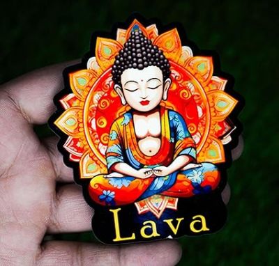 Lava 1 Buddha Wooden Fridge Magnet Refrigerator Whiteboard, Kitchen, and Office Decor Indian Souvenir Fridge Magnet