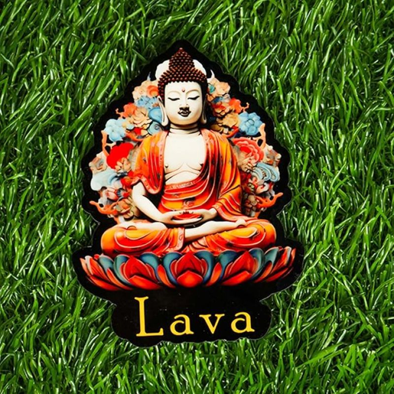 Lava 2 Buddha Wooden Fridge Magnet Refrigerator Whiteboard, Kitchen, and Office Decor Indian Souvenir Fridge Magnet