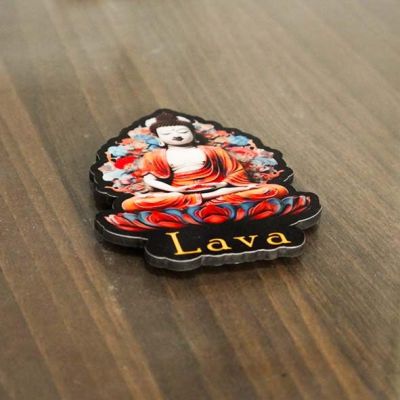 Lava 2 Buddha Wooden Fridge Magnet Refrigerator Whiteboard, Kitchen, and Office Decor Indian Souvenir Fridge Magnet