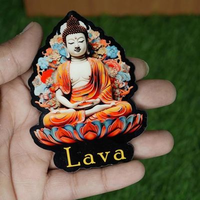 Lava 2 Buddha Wooden Fridge Magnet Refrigerator Whiteboard, Kitchen, and Office Decor Indian Souvenir Fridge Magnet