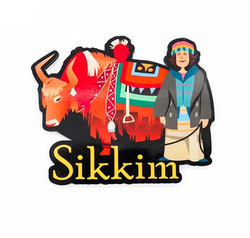 Sikkim Buddha Wooden Fridge Magnet Refrigerator Whiteboard, Kitchen, and Office Decor Indian Souvenir Fridge Magnet
