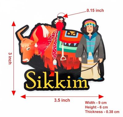 Sikkim Buddha Wooden Fridge Magnet Refrigerator Whiteboard, Kitchen, and Office Decor Indian Souvenir Fridge Magnet