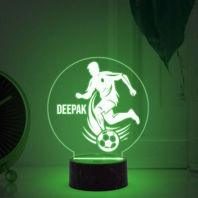 3D Illusion Football Player Night Lamp with Multicolored Light Customized with Name Birthday Gift for Football Men Women Gift for Sports Lover