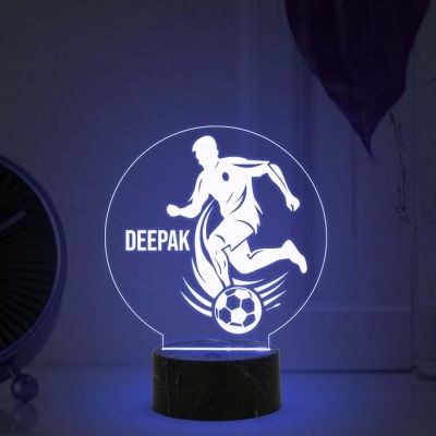 3D Illusion Football Player Night Lamp with Multicolored Light Customized with Name Birthday Gift for Football Men Women Gift for Sports Lover