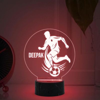3D Illusion Football Player Night Lamp with Multicolored Light Customized with Name Birthday Gift for Football Men Women Gift for Sports Lover