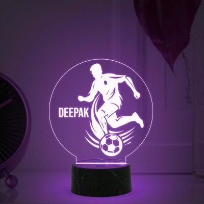 3D Illusion Football Player Night Lamp with Multicolored Light Customized with Name Birthday Gift for Football Men Women Gift for Sports Lover