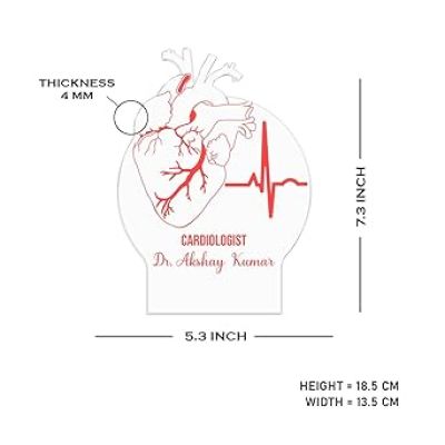Cardiologist Doctor Night Lamp with Warm White Light Customized with Name Thankyou & Birthday Gift for Heart Surgeon Doctor Gift for Future Doctor & Clinic Decor
