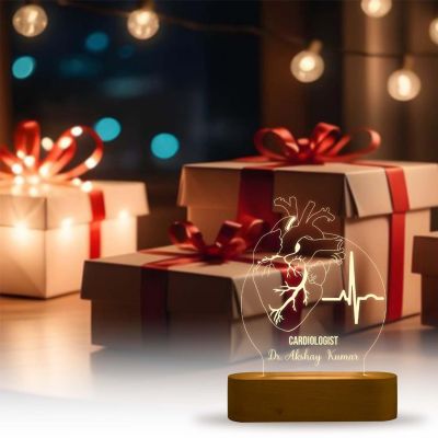 Cardiologist Doctor Night Lamp with Warm White Light Customized with Name Thankyou & Birthday Gift for Heart Surgeon Doctor Gift for Future Doctor & Clinic Decor