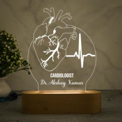 Cardiologist Doctor Night Lamp with Warm White Light Customized with Name Thankyou & Birthday Gift for Heart Surgeon Doctor Gift for Future Doctor & Clinic Decor
