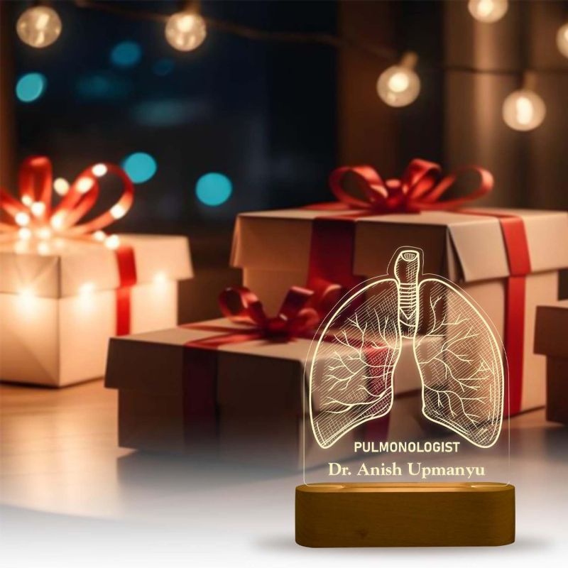 3D Illusion Pulmonologist Doctor Night Lamp with Warm White Light Customized with Name Birthday & Thankyou Gift for Doctor Gift for Future Doctor & Clinic Decor