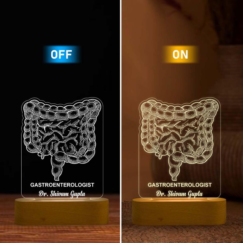 3D Illusion Gastroenterologist Doctor Night Lamp with Warm White Light Customized with Name Birthday & Thankyou Gift for Doctor Gift for Future Doctor & Clinic Decor