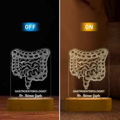 3D Illusion Gastroenterologist Doctor Night Lamp with Warm White Light Customized with Name Birthday & Thankyou Gift for Doctor Gift for Future Doctor & Clinic Decor