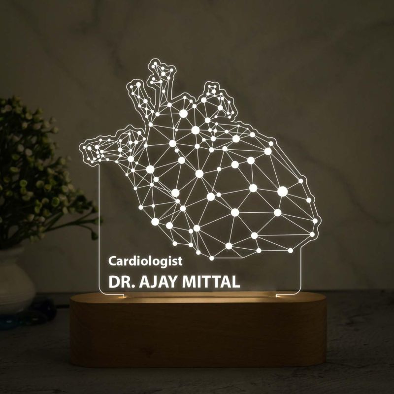 3D Illusion Cardiologist Doctor Night Lamp with Warm White Light Customized with Name Birthday & Thankyou Gift for Heart Surgeon Doctor Gift for Future Doctor & Clinic Decor