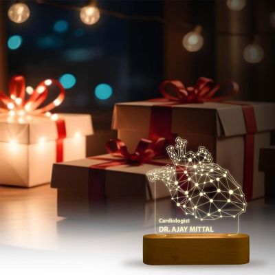 3D Illusion Cardiologist Doctor Night Lamp with Warm White Light Customized with Name Birthday & Thankyou Gift for Heart Surgeon Doctor Gift for Future Doctor & Clinic Decor
