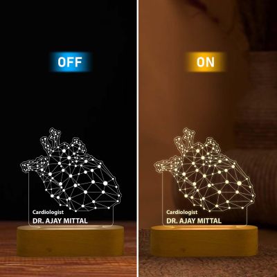 3D Illusion Cardiologist Doctor Night Lamp with Warm White Light Customized with Name Birthday & Thankyou Gift for Heart Surgeon Doctor Gift for Future Doctor & Clinic Decor