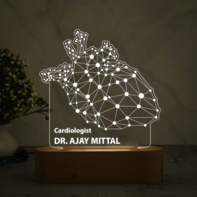 3D Illusion Cardiologist Doctor Night Lamp with Warm White Light Customized with Name Birthday & Thankyou Gift for Heart Surgeon Doctor Gift for Future Doctor & Clinic Decor