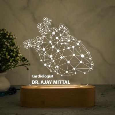 3D Illusion Cardiologist Doctor Night Lamp with Warm White Light Customized with Name Birthday & Thankyou Gift for Heart Surgeon Doctor Gift for Future Doctor & Clinic Decor