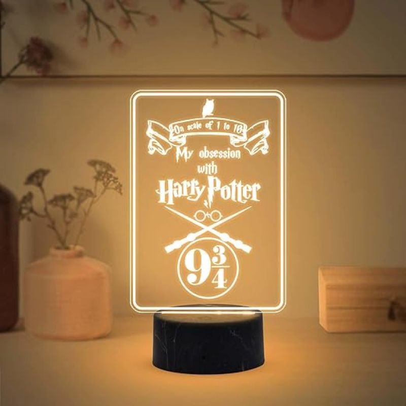 3D Illusion Harry Porter Night Lamp with Warm White Light Birthday Gift for Kids