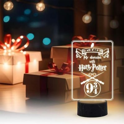 3D Illusion Harry Porter Night Lamp with Warm White Light Birthday Gift for Kids