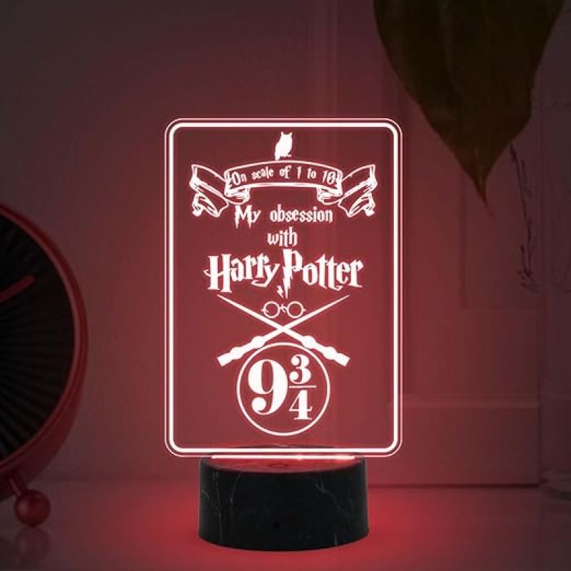 3D Illusion Harry Porter Night Lamp with Multicolored Light Birthday Gift for Kids