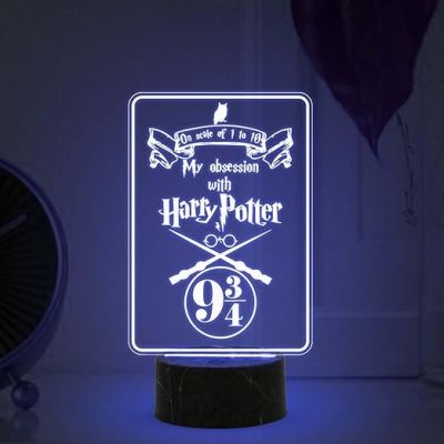 3D Illusion Harry Porter Night Lamp with Multicolored Light Birthday Gift for Kids