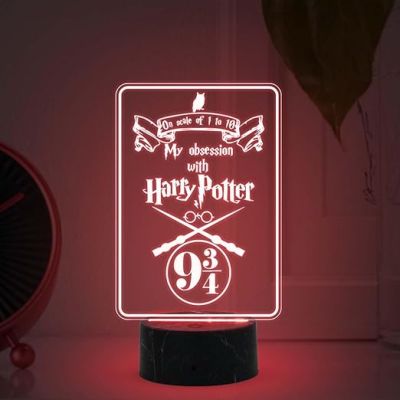 3D Illusion Harry Porter Night Lamp with Multicolored Light Birthday Gift for Kids