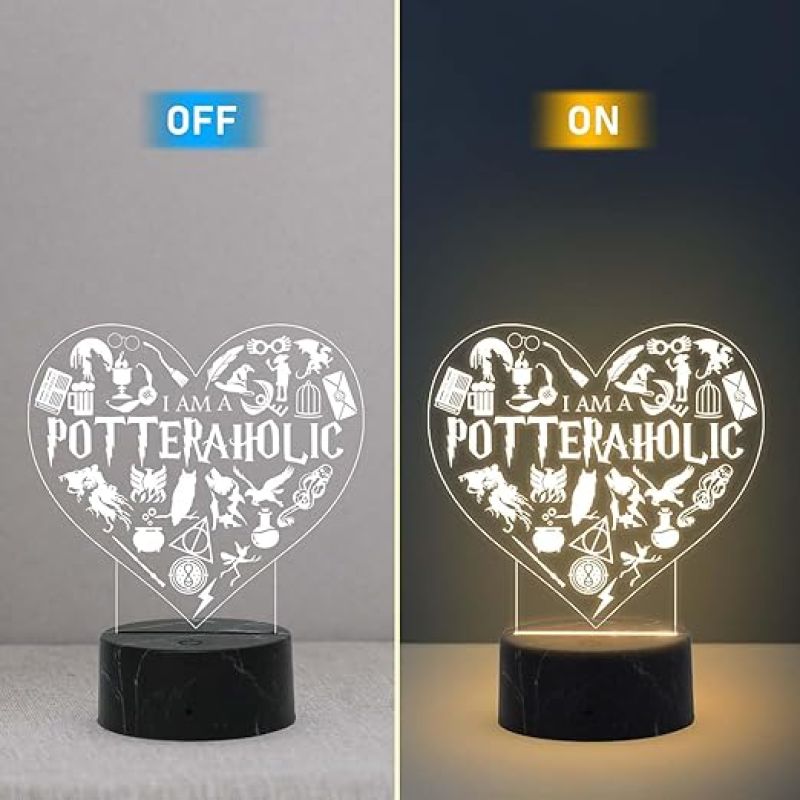 3D Illusion Harry Porter Night Lamp with Warm White Light Birthday Gift for Kids