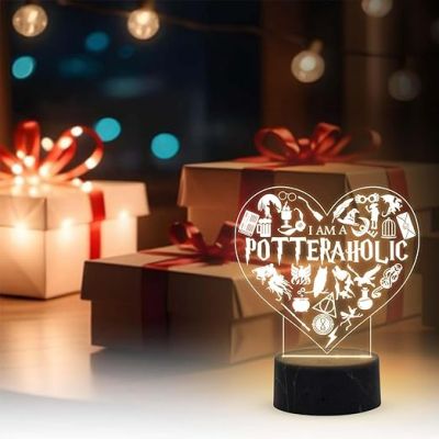 3D Illusion Harry Porter Night Lamp with Warm White Light Birthday Gift for Kids