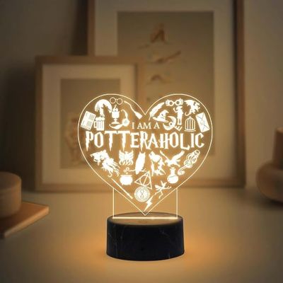 3D Illusion Harry Porter Night Lamp with Warm White Light Birthday Gift for Kids