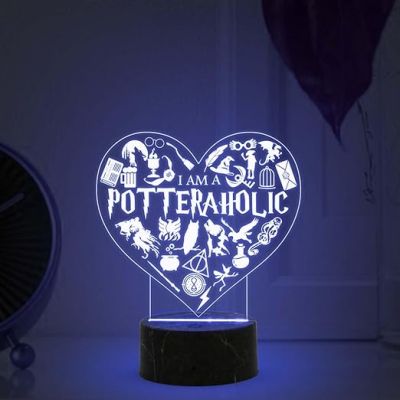 3D Illusion Harry Porter Night Lamp with Multicolored Light Birthday Gift for Kids