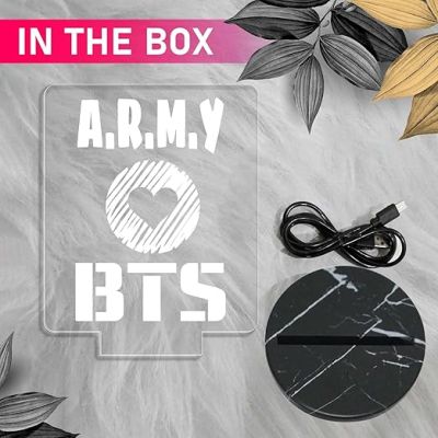 3D Illusion BTS Army Acrylic Night Lamp with Warm White Light Gift for BTS Lover, Return Gift for Kids, Home Decor Lamp